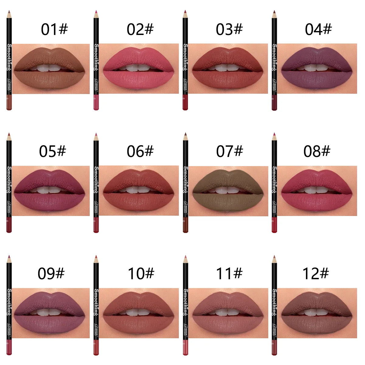 12 Pieces Lipstick Lip Liner Set | Long-Lasting