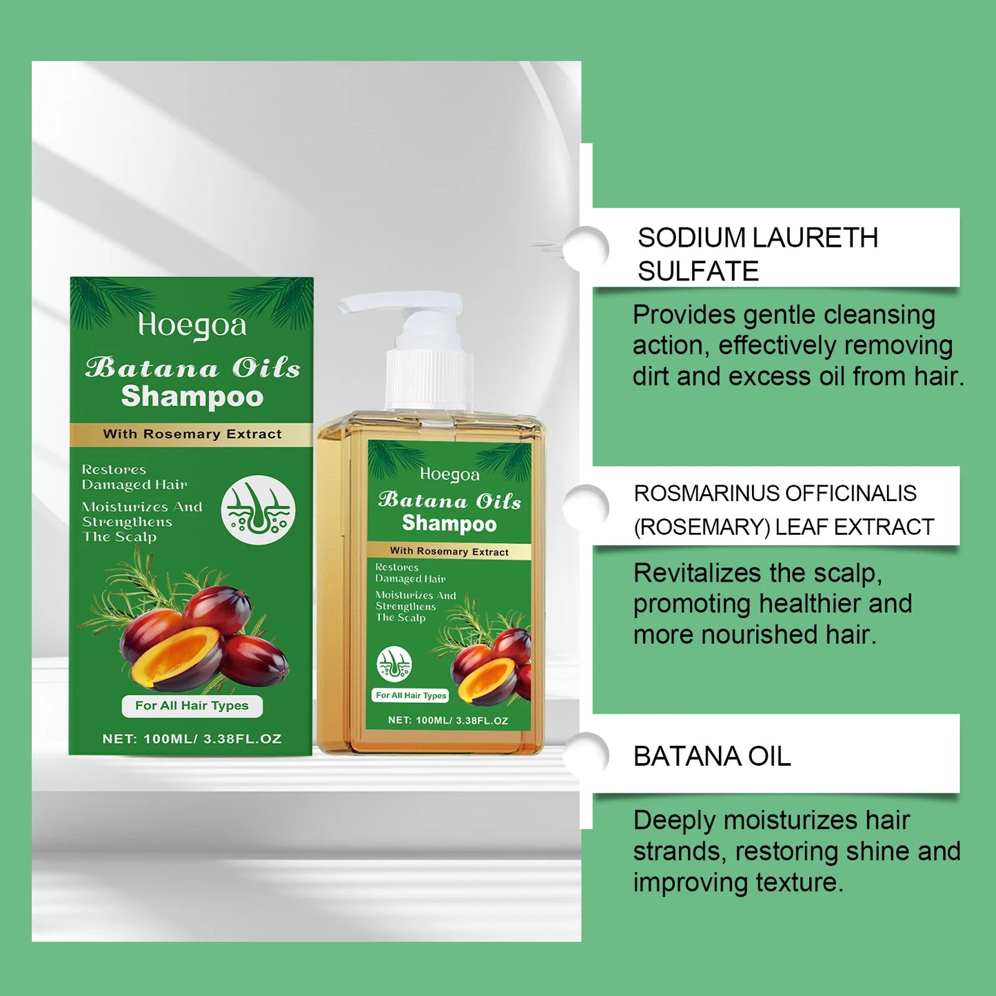Batana Oils Shampoo | Hair Strengthen | Moisturizer | Restore Damaged Brittle Hair | Anti Loss | Improve Dandruff Scalp | Oil Control Care