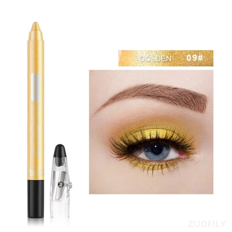 12 Cores | Caneta de Sombra com Glitter | Longa Duração | Paleta de Sombras Matte | Brilhante | Iluminador