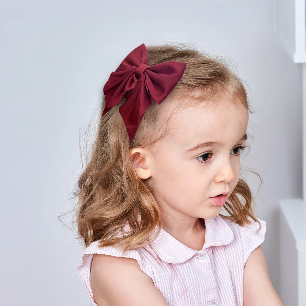 5 Pieces | Mixed Color Ribbon Bow Hair Clip | Elegant | Solid Color Bow | Hair Accessories | Headwear