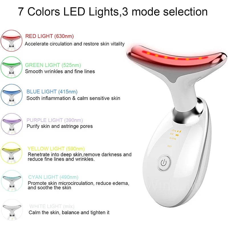 7 Colors Anti Wrinkle Facial Massager | Neck Face Beauty Device | Skin Tighten | Facial Lift Device | Reduce Double Chin | Skin Care Tool