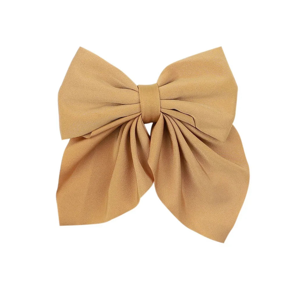5 Pieces | Mixed Color Ribbon Bow Hair Clip | Elegant | Solid Color Bow | Hair Accessories | Headwear