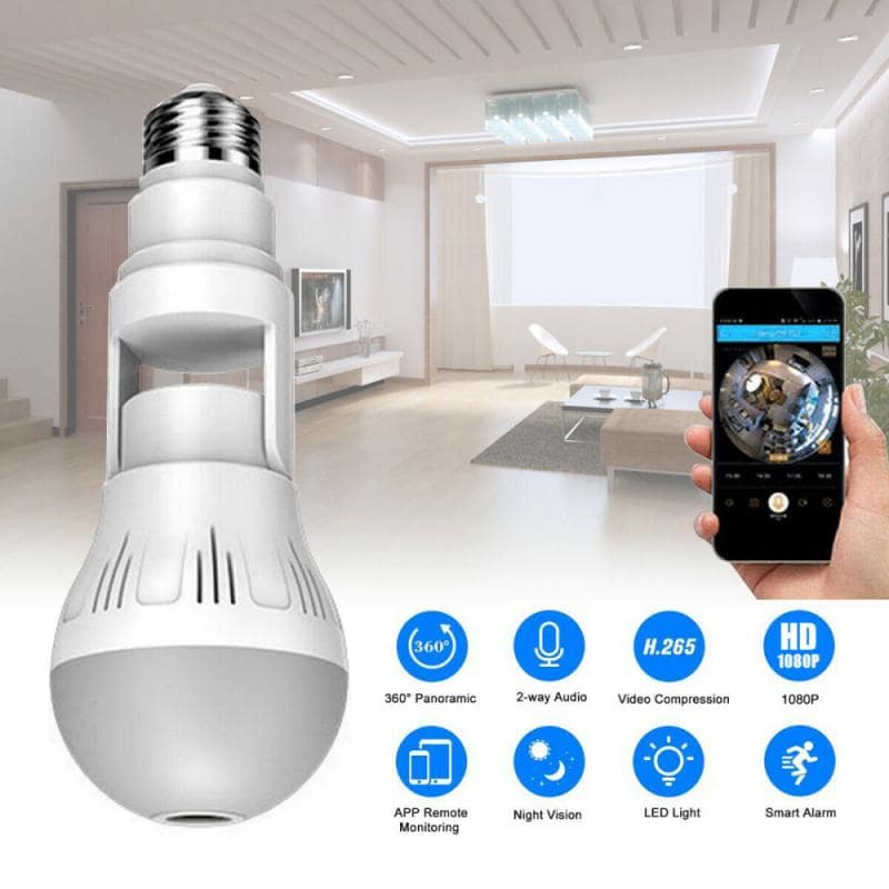 Câmera Wi-Fi com Lâmpada Oculta Panorâmica 360°