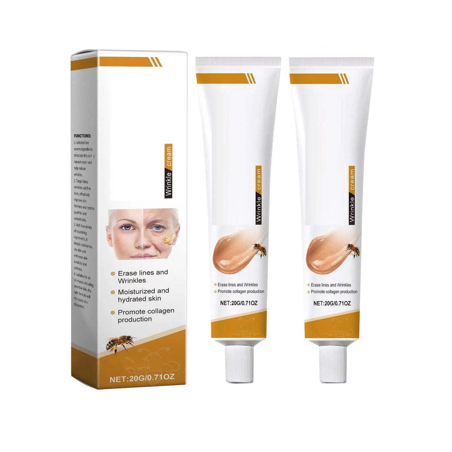 Facial Care Cream | Bee Venom Anti-Wrinkle Cream | Hydrating | Brightening | Delicate Rejuvenating | Soft Skin Care Cream | 20g, 0.71oz