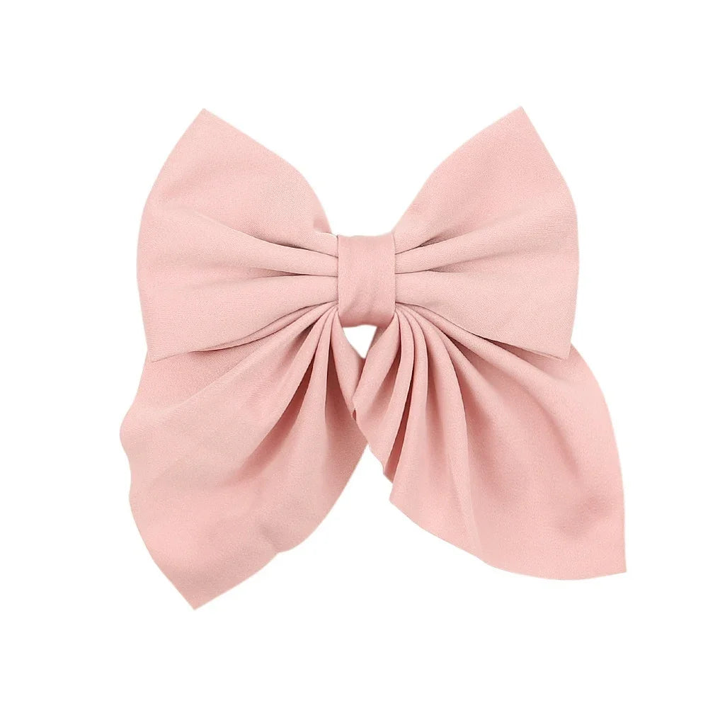 5 Pieces | Mixed Color Ribbon Bow Hair Clip | Elegant | Solid Color Bow | Hair Accessories | Headwear