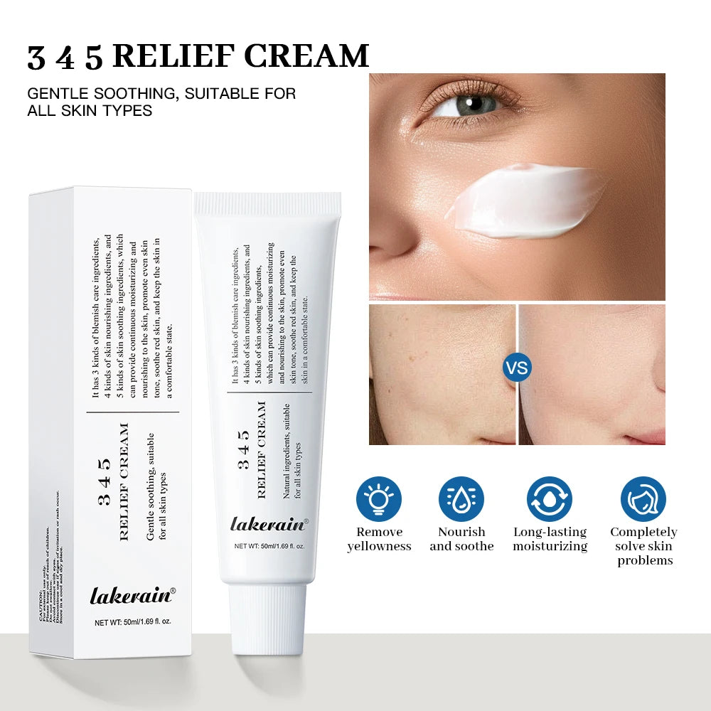 345 Relief Crem | Solução Completa para Problemas de Pele, Anti-Açúcar e Antioxidante, Clareia a Pele Melhora Marcas de Acne