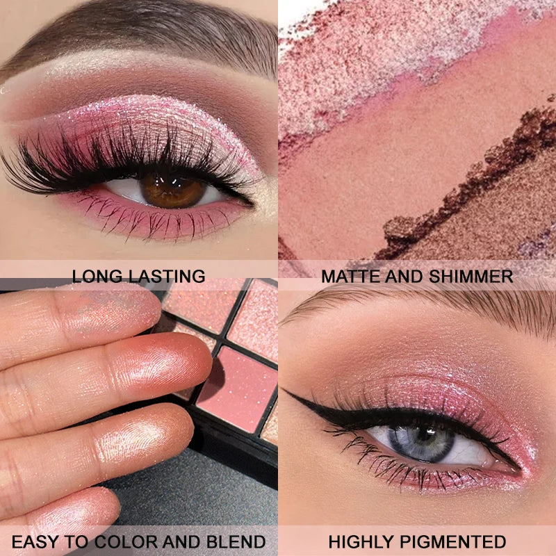 9-Grid Eyeshadow Palette | Glitter Pearlescent Matte Eye Shadow | Shimmer Makeup | Long Lasting