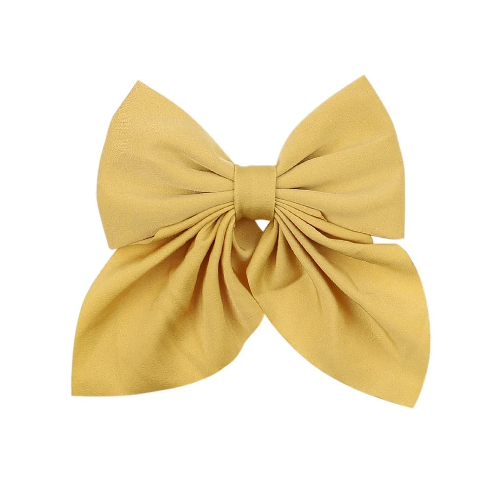 5 Pieces | Mixed Color Ribbon Bow Hair Clip | Elegant | Solid Color Bow | Hair Accessories | Headwear