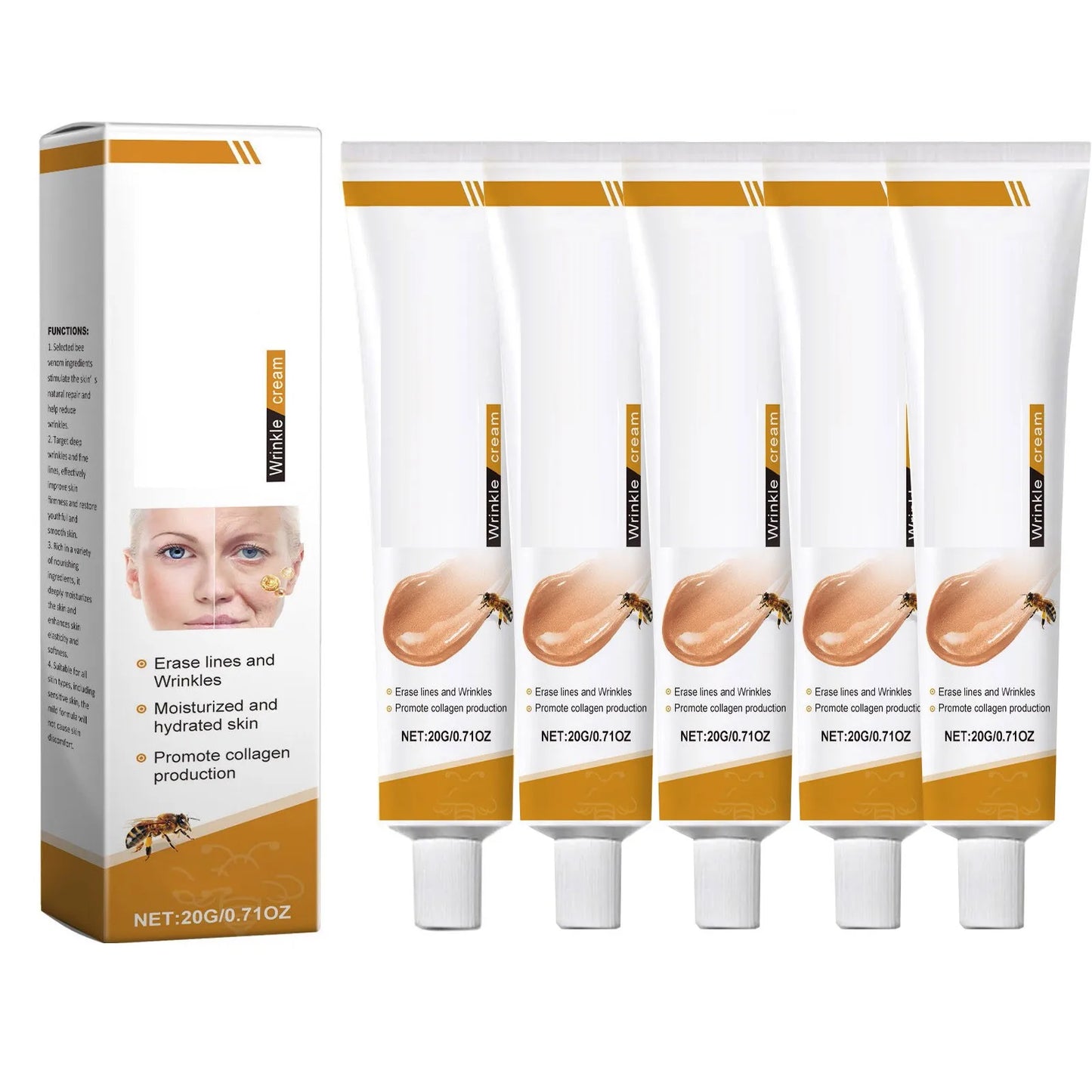 Facial Care Cream | Bee Venom Anti-Wrinkle Cream | Hydrating | Brightening | Delicate Rejuvenating | Soft Skin Care Cream | 20g, 0.71oz