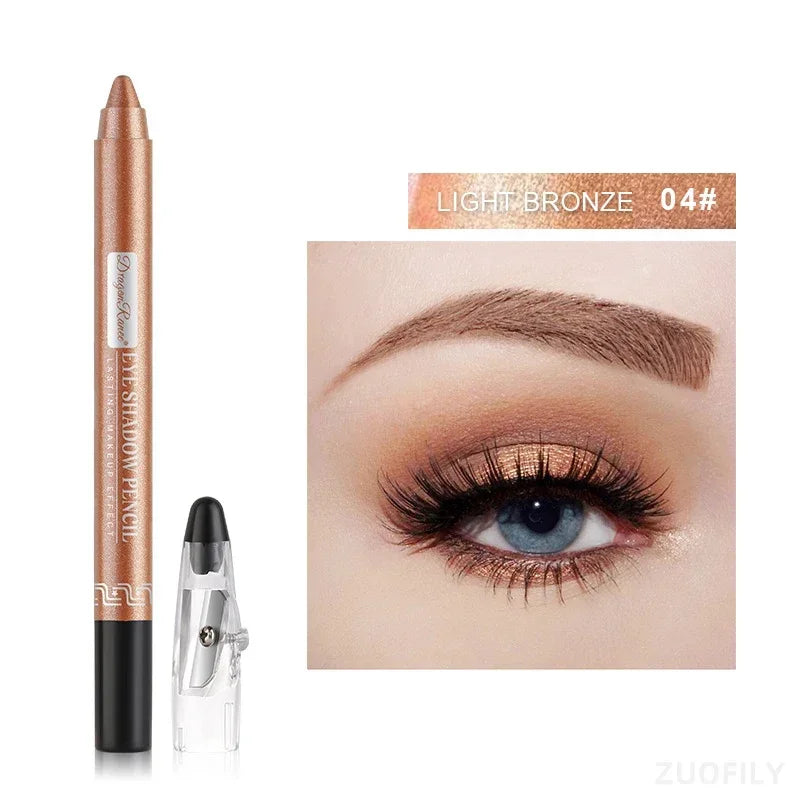 12 Cores | Caneta de Sombra com Glitter | Longa Duração | Paleta de Sombras Matte | Brilhante | Iluminador 