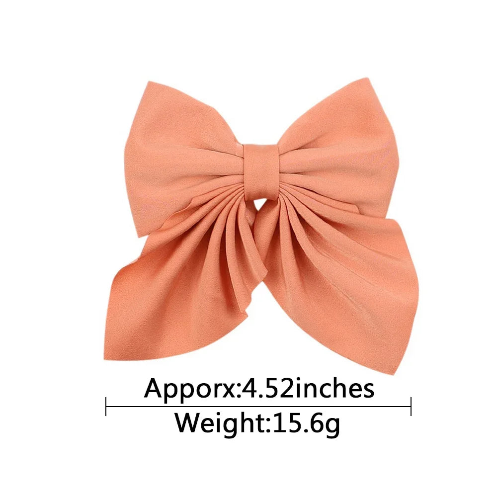 5 Pieces | Mixed Color Ribbon Bow Hair Clip | Elegant | Solid Color Bow | Hair Accessories | Headwear