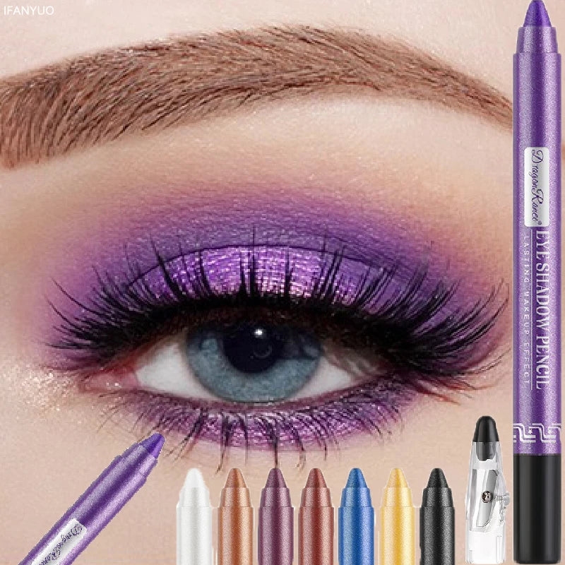 12 Cores | Caneta de Sombra com Glitter | Longa Duração | Paleta de Sombras Matte | Brilhante | Iluminador 