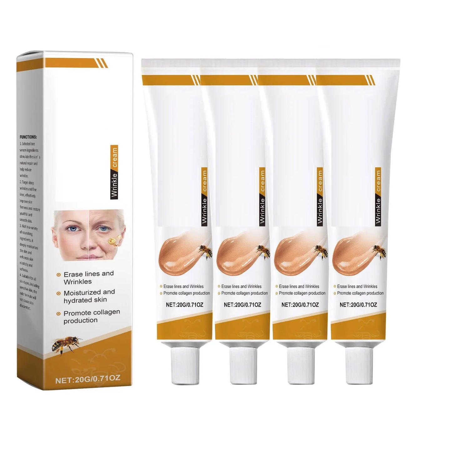 Facial Care Cream | Bee Venom Anti-Wrinkle Cream | Hydrating | Brightening | Delicate Rejuvenating | Soft Skin Care Cream | 20g, 0.71oz