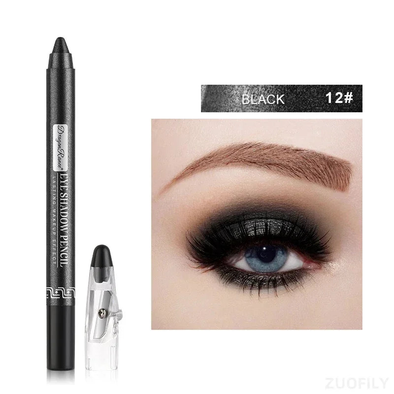 12 Cores | Caneta de Sombra com Glitter | Longa Duração | Paleta de Sombras Matte | Brilhante | Iluminador 