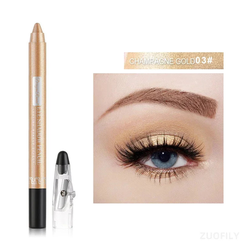 12 Cores | Caneta de Sombra com Glitter | Longa Duração | Paleta de Sombras Matte | Brilhante | Iluminador 