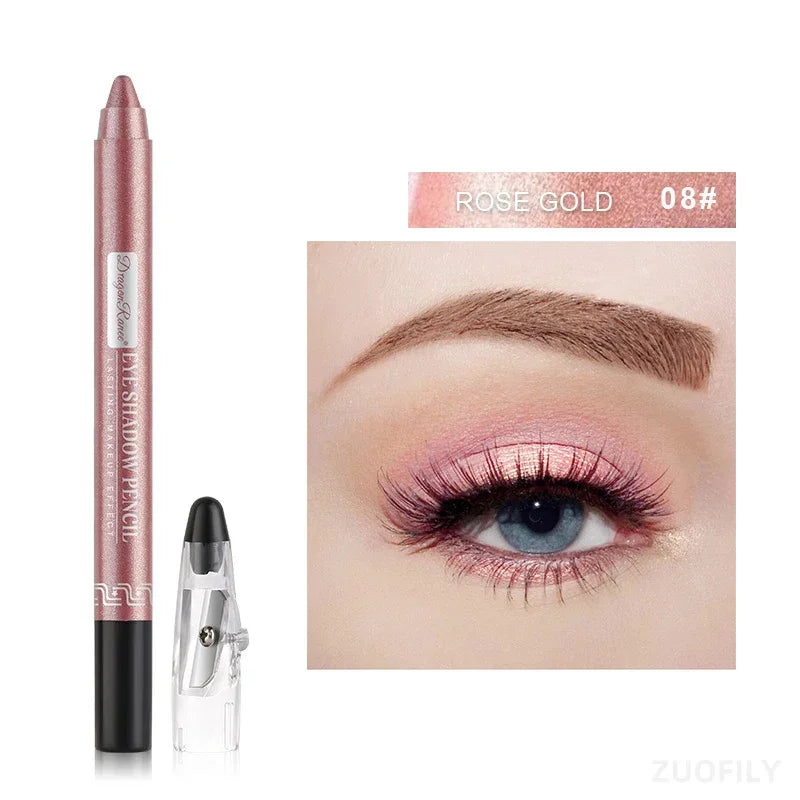 12 Cores | Caneta de Sombra com Glitter | Longa Duração | Paleta de Sombras Matte | Brilhante | Iluminador 