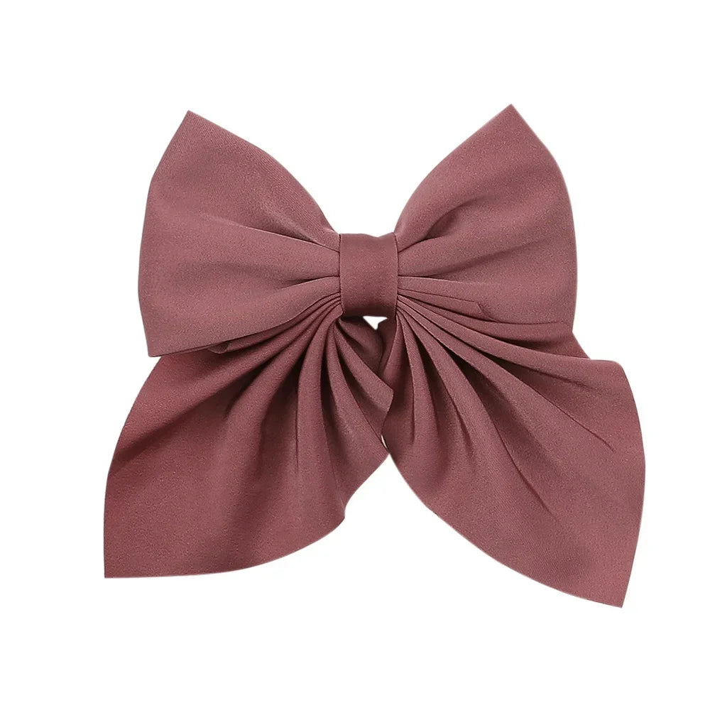 5 Pieces | Mixed Color Ribbon Bow Hair Clip | Elegant | Solid Color Bow | Hair Accessories | Headwear