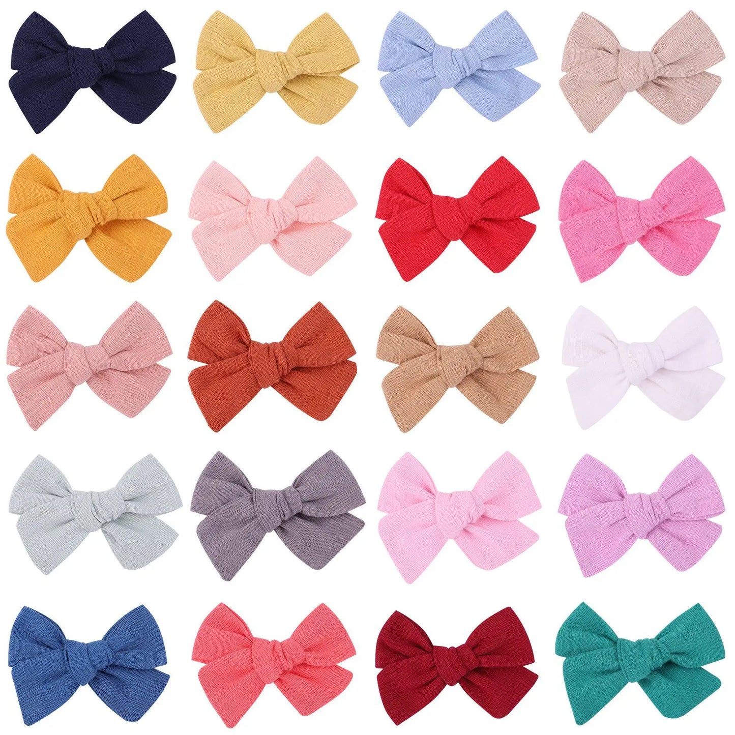 20 Pieces | Random Color Cloth Bowknot | Hairgrips Cheer Bows | Solid Color | Hair Bangs | Hair Clip | Casual Children's Hair Accessories