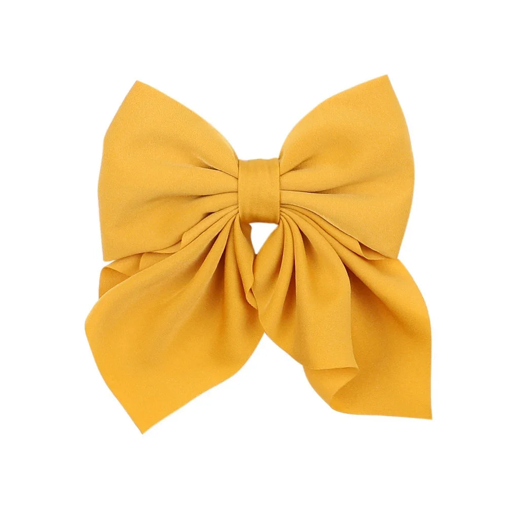 5 Pieces | Mixed Color Ribbon Bow Hair Clip | Elegant | Solid Color Bow | Hair Accessories | Headwear